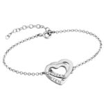 Custom Engraved Interlocking Adjustable Two Hearts Women's Bracelet